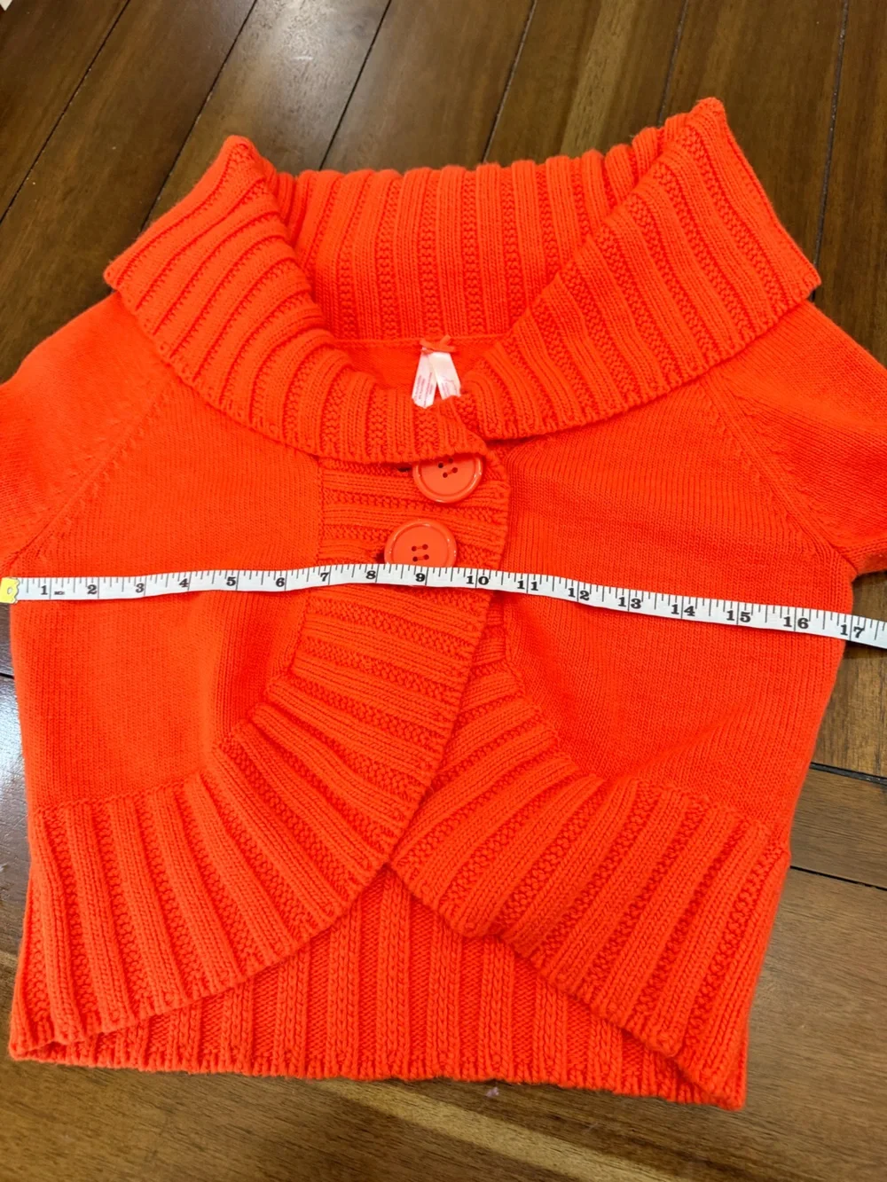 The Original Arizona Jean Co. Orange Cropped Cable Knit Shawl Collar Cardigan L